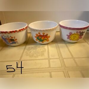 Set of Vintage Cereal Ceramic Bowls trio